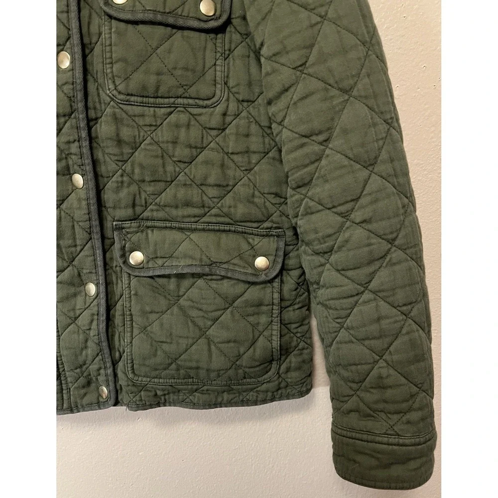 J.Crew‎ Cotton Quilted Downtown Field Jacket in Olive Green Women's Size Medium